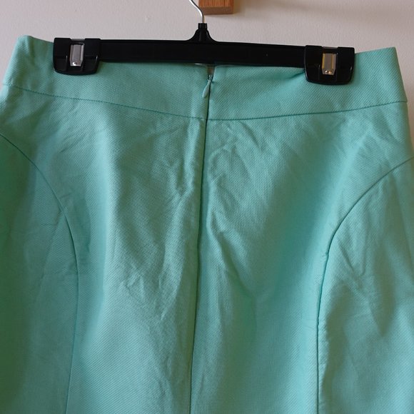 J.Crew Factory Cotton Double Serge Bright Mint Pencil skirt 0 - Picture 5 of 13